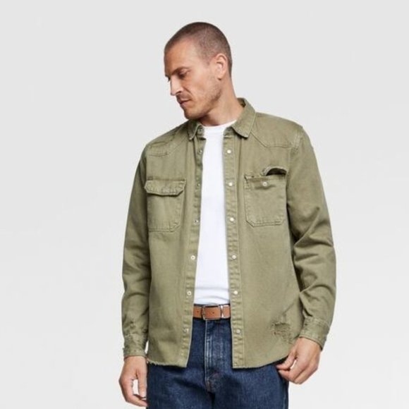 Zara Other - Zara Ripped Denim Oversized Shirt jacket Size S